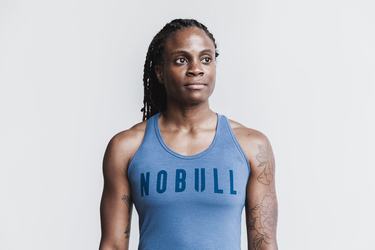 Nobull Racerback Women's Tank Tops Blue | Australia (PX9320)